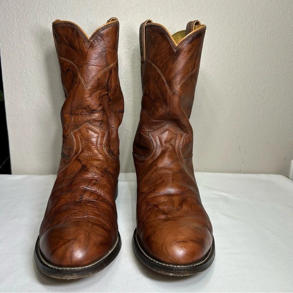 Justin 3163 Jackson 10” Classic Roper Chestnut Marbled Western Cowboy Boots 12D_2